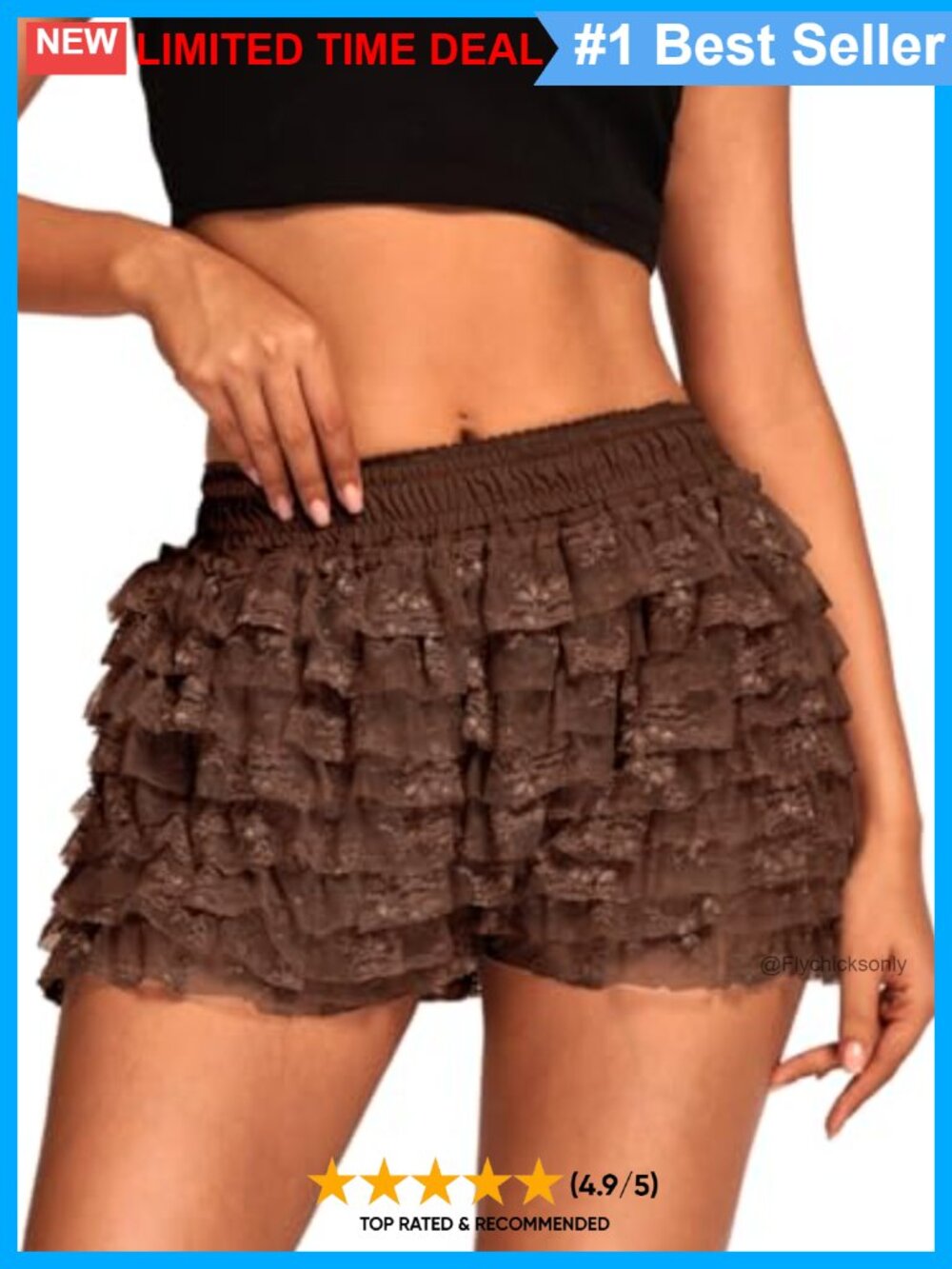 High Waisted Ruffle Lace Bloomer Shorts Layered Mini Micro Short